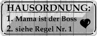 Blechschild 10X27 Cm Hausordnung Mama Ist Der Boss Familie Freunde Deko Geschenk