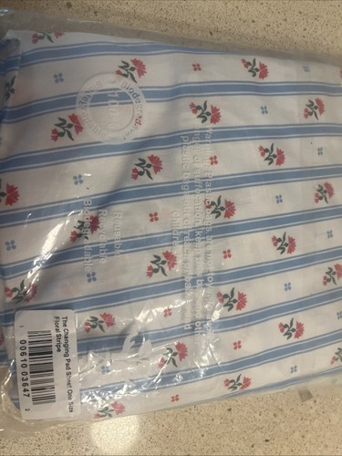 Hill House Home Changing Table Pad Sheet Blue stripes Pink Flowers Brand new - Picture 4 of 4