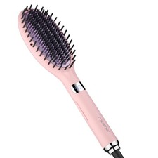 Pink Ionic Hair Straightener Brush Ceramic 6 Temp Settings LCD Display