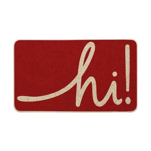 Red Hi Valentine's Day Doormat, Daily Home Decor Low-Profile Switch Rug