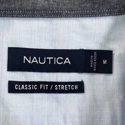 NEW Nautica Shirt Mens Medium Blue Long Sleeve Button Up Classic Fit Stretch image 10