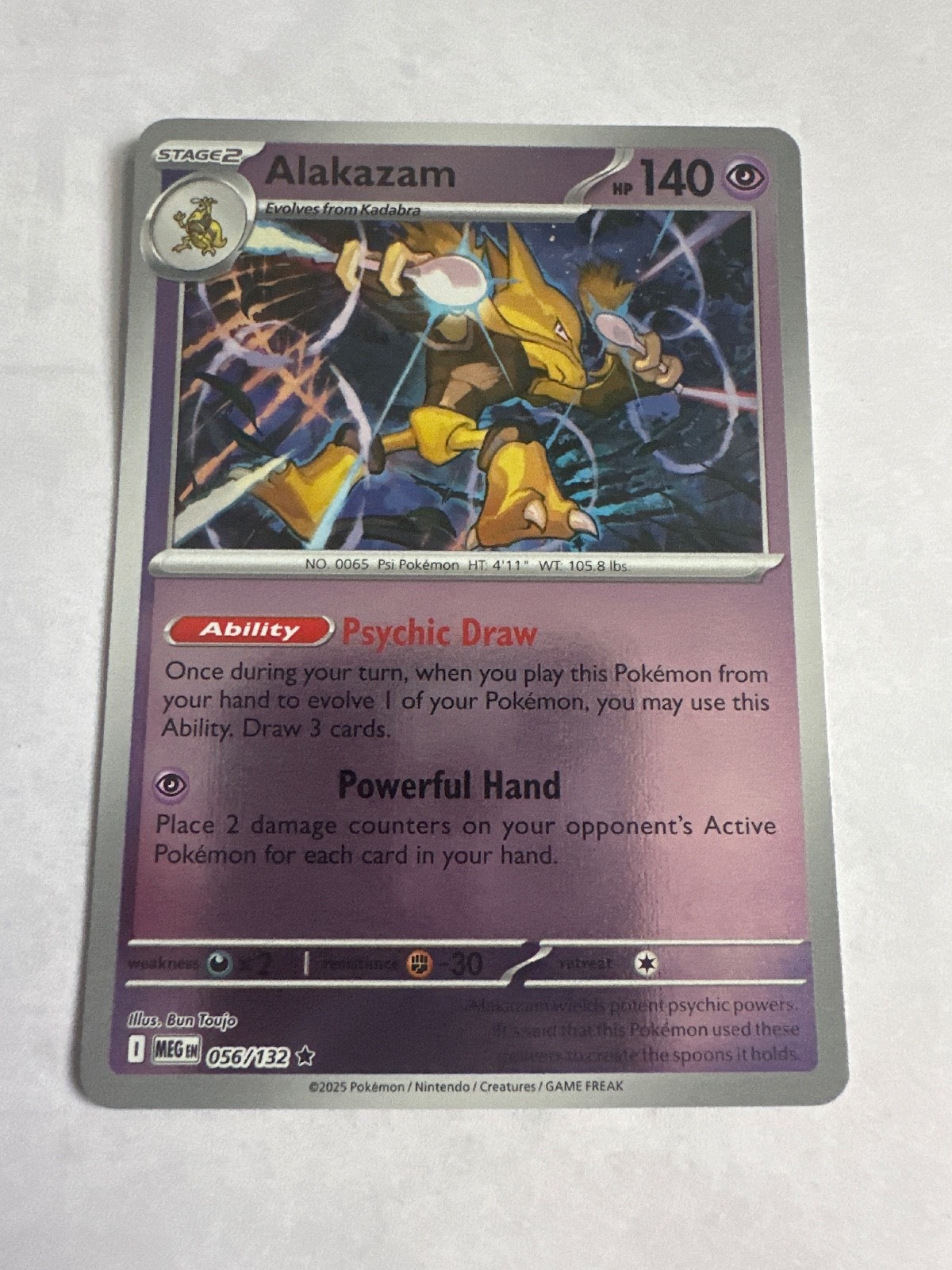 Alakazam 056/132 Pokemon TCG Mega Evolution Reverse Holo Card (Near Mint) NM 1