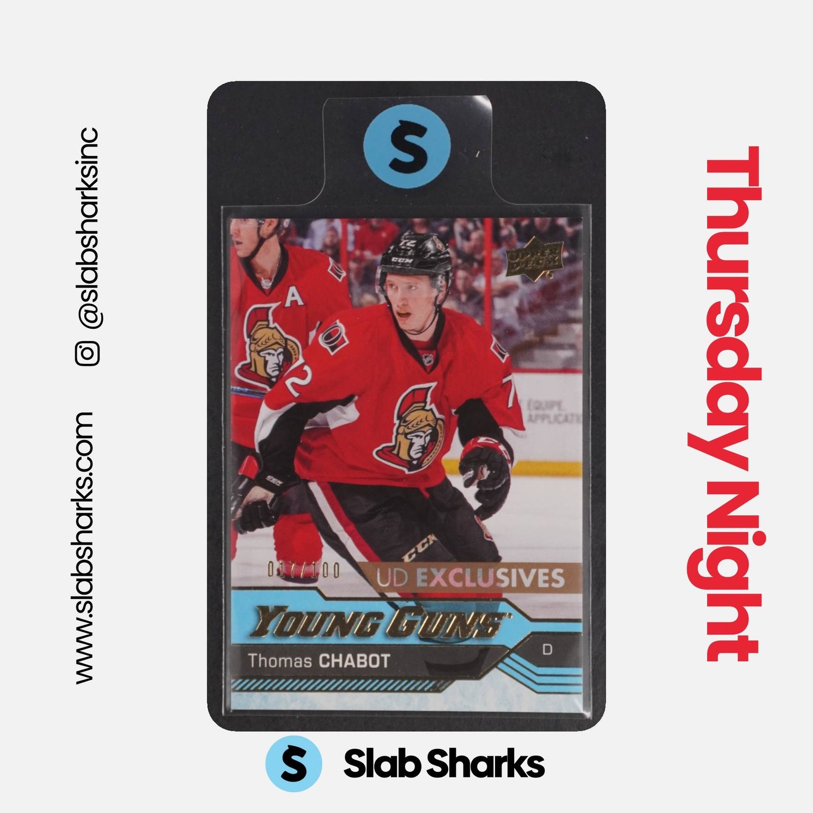 2016 UPPER DECK #488 THOMAS CHABOT UD EXCLUSIVES YOUNG GUNS RC ROOKIE /100