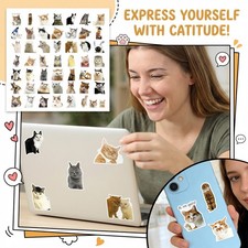 50 Stickers, Transparent  PET, Cute Pet Guitar Headphones, Refrigerator Decor