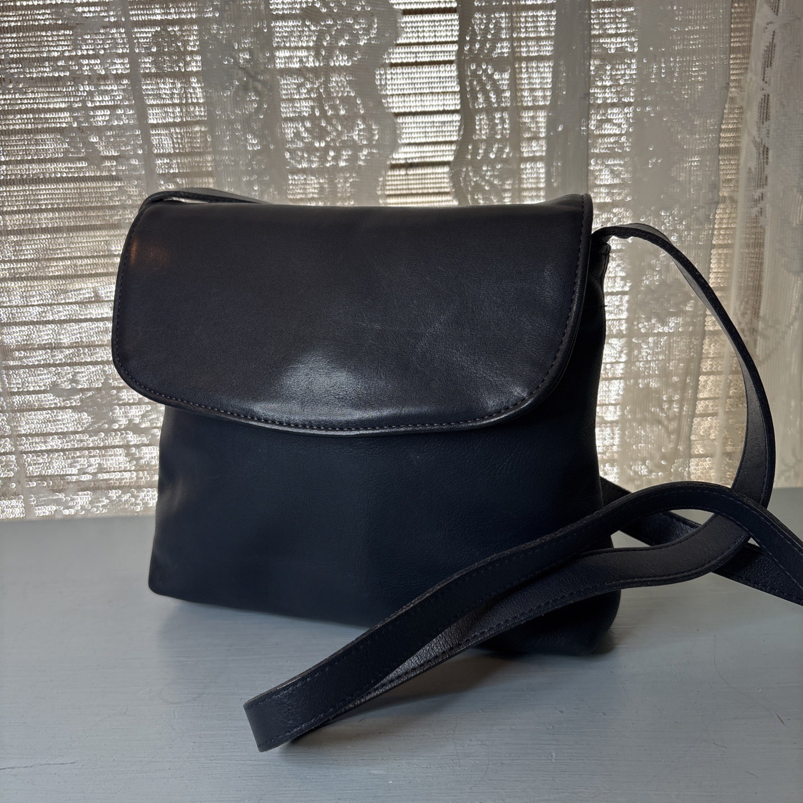 Vintage COACH Navy Blue Leather, Small Crossbody Bag, Snap Closure,  Pre-94 USA
