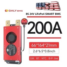 USA- Daly Smart BMS 8S 24V 200A LiFePo4 Battery BMS w/Balance Bluetooth Module