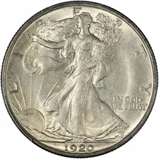 1920 50C PCGS MS64+ CAC Walking Liberty Silver Half Dollar 56957355