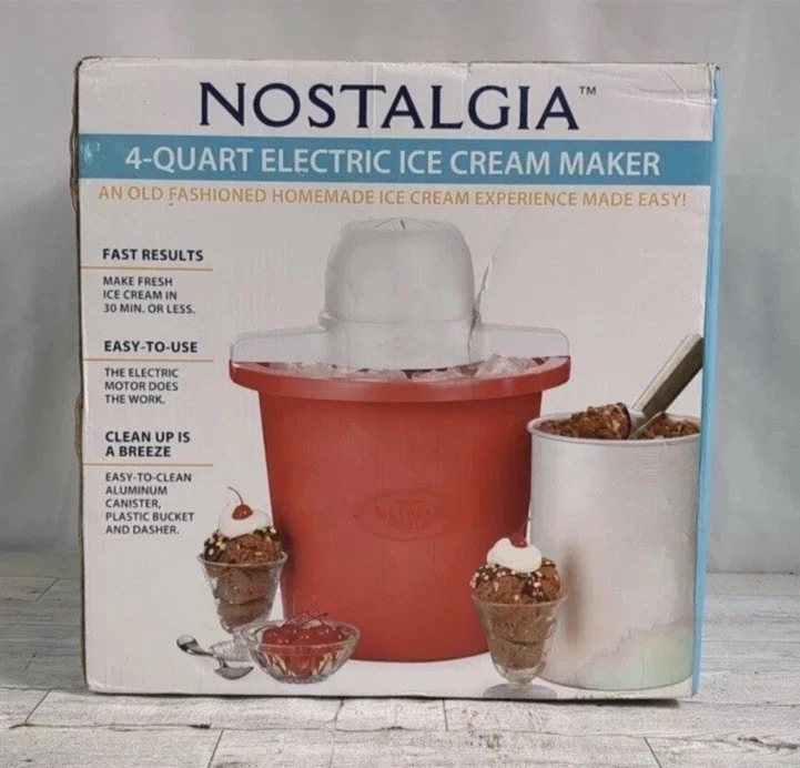 Nostalgia ICMP4RD 4-Quart Electric Ice Cream Maker - Red