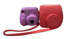 Fujifilm Instax Mini 7+ Plus Instant Camera Lavender Purple With Pink Case Works