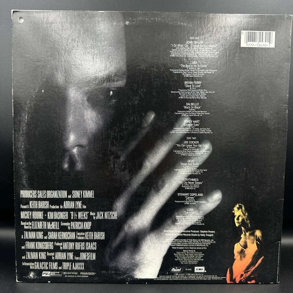 9 1/2 Weeks - Original Motion Picture Soundtrack VINYL LP Near Mint (NM) - Image 2 of 4