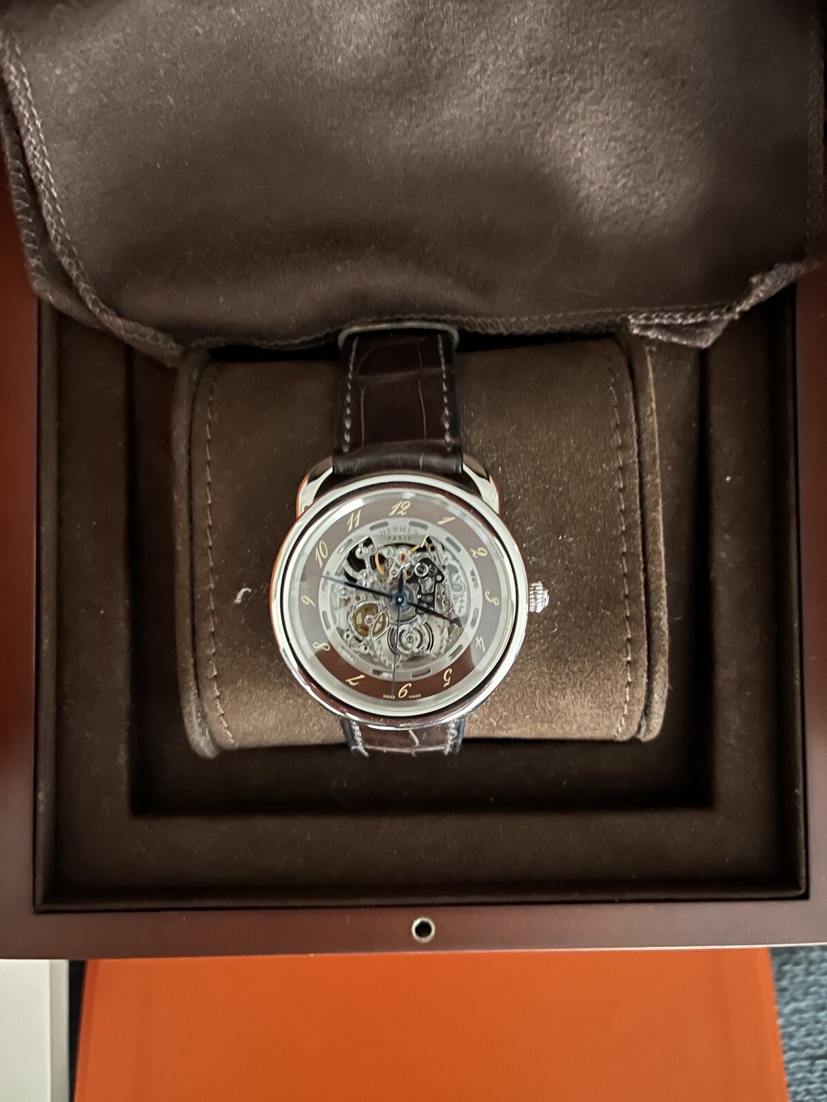 HERMES Arsoe Skeleton AR6.710 Automatic winding Brown Dial Stainless