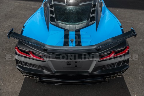 For 20-Up Corvette C8 | Z06 Style Rear Bumper Cover w/ Painted High Wing Spoiler - Picture 5 of 21