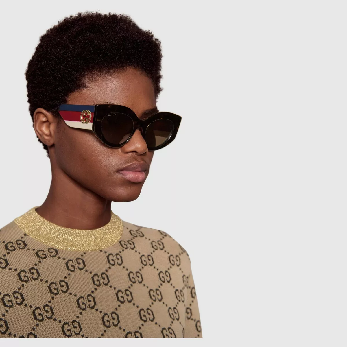 New Gucci Havana Oversize Cat Eye Acetate Sunglasses Sylvie Web