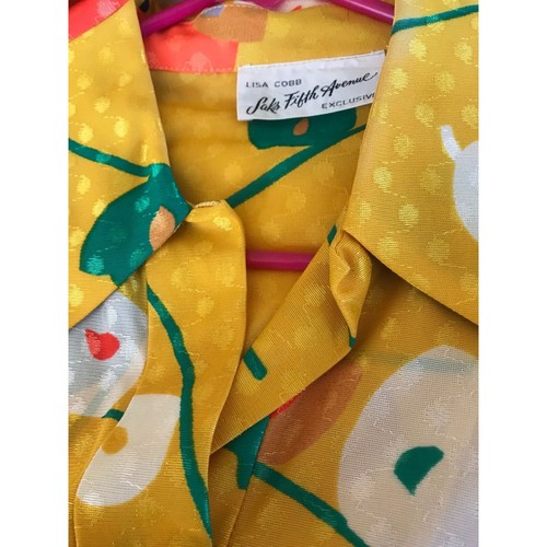 Vintage 1970's Maxi Dress Women's Lisa Cobb Saks Fifth Avenue Maxi Silk Yellow F - Picture 4 of 6
