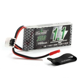 Charsoon 7.4V 1100mAh 25C 2S Lipo Battery JST Plug With Strap