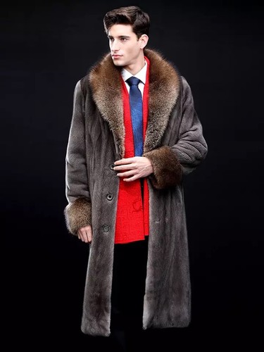 Mens Mink Fur Long Coat SAGA Mink Fur 