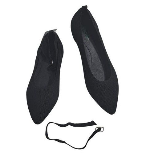 Burudani Women's Black Pointed Toe Flat Shoes Removable Ankle Strap Size 10 - Picture 4 of 15