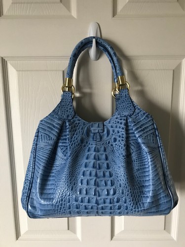 Brahmin Elisa Cerulean Blue Melbourne Croc Embossed Tote Handbag - Picture 12 of 21