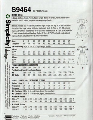 Simplicity 9464 Vintage Retro 1940s Dress Sewing Pattern Misses