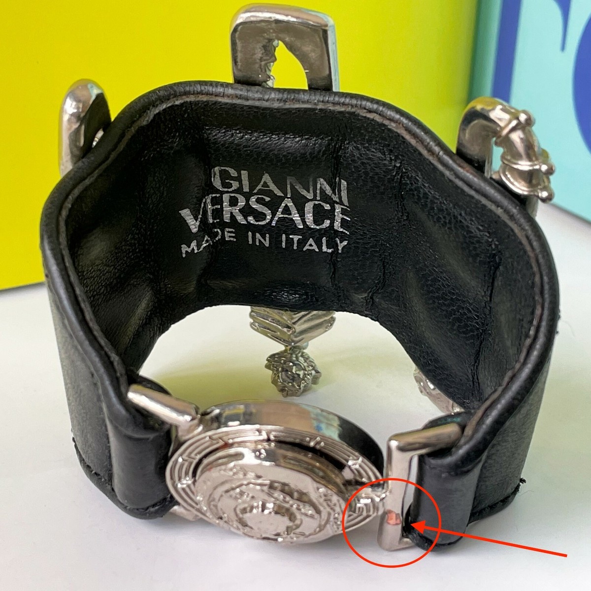 GIANNI VERSACE black leather cuff w/ Safety Pins from S/S 1994 | eBay