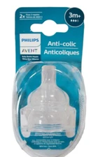 ORIGINAL NEW 2 PACK Philips Avent Medium Flow Anti-Colic Baby Bottle Nipple 3M+ 