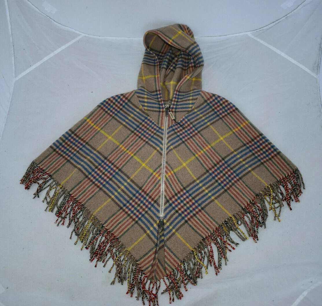 Burberry Classic Brown / Multicolour Nova Check Tassel Poncho Cashmere One Size
