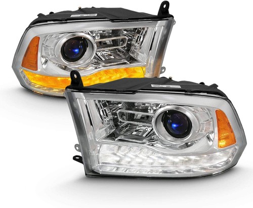 LED DRL Projector Headlights Fit For 13-18 Dodge Ram 1500 2500 3500 Chrome Amber - Foto 6