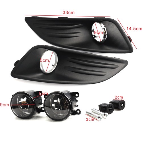 FRONT FOG LIGHT LAMP FOR 2013-2014 FORD FIESTA + Front Fog Light Frame Covers - Picture 2 of 7