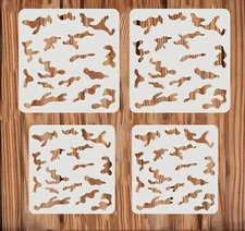 4PCS Camo Stencils Camo Stencil Kit for Spray Paint Camouflage Pattern Stenci...