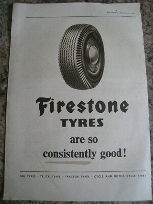 FIRESTONE REIFEN PKW LKW TRAKTOR FAHRRAD 1953 BILD WERBUNG CA. A4 GRÖßE DATEI V