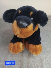 FAO Schwarz Fifth Avenue Soft Plush Black and Brown Puppy Sleepy Eyes 10 inches
