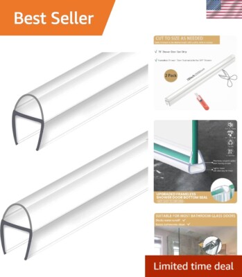 2 Pack U-Type Frameless Shower Door Seal, 78'' x 3/8'' Shower Door Side Seal St...