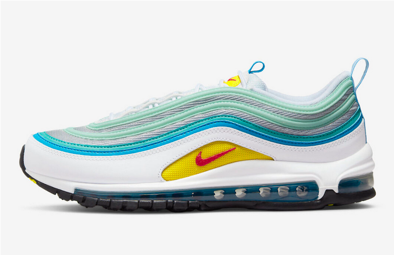 Nike Air Max 97 Floral White Laser Blue Teal Spring Sneakers