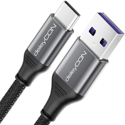 2m USB C Ladekabel Datenkabel Nylon Schnellladen 5A Alustecker Handy Tablet