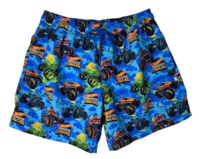 Posh Peanut x Hot Wheels Monster Trucks Swim Trunks Shorts Blue Men's Size Small
