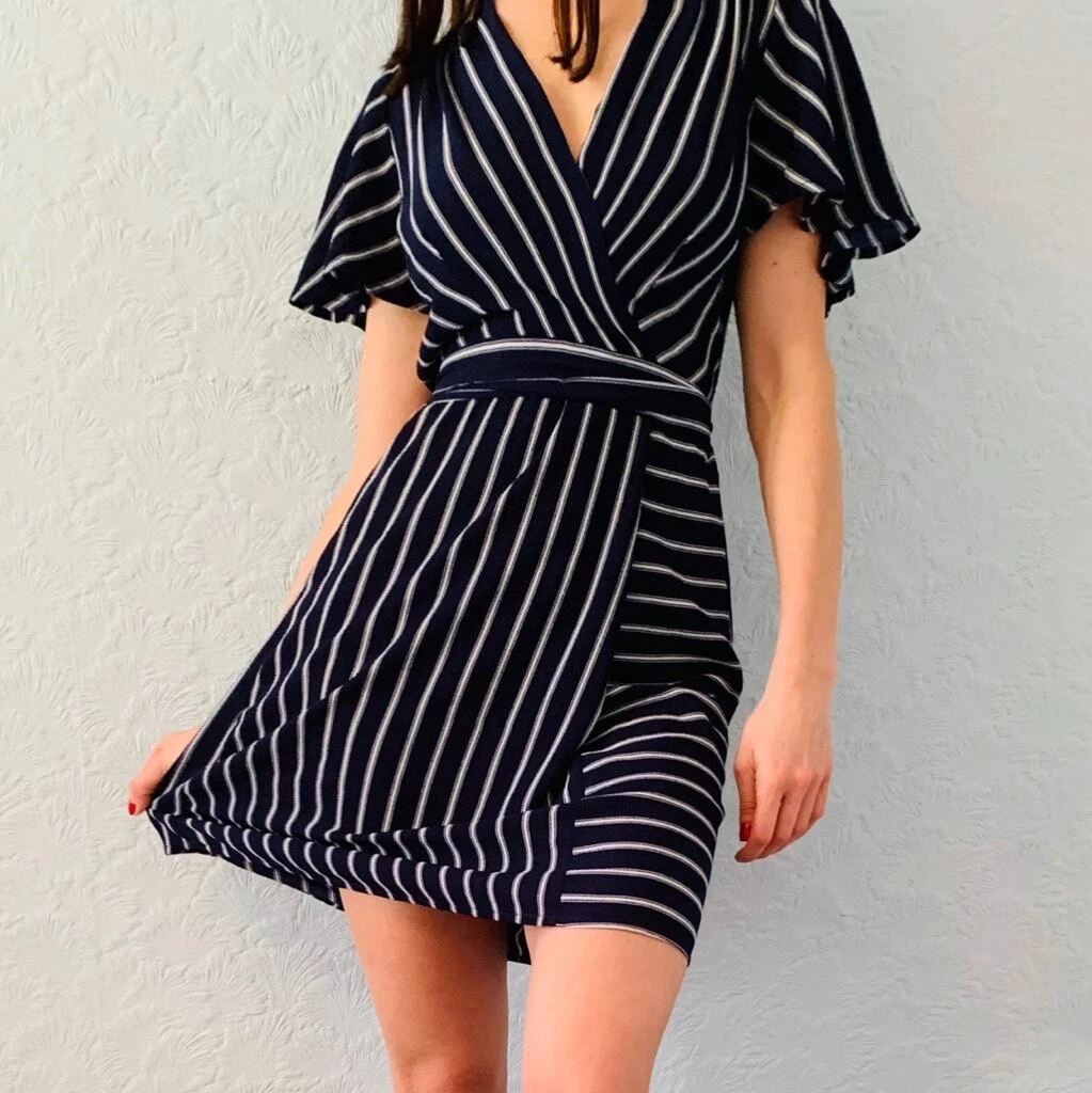Monteau wrap blue dress size S eBay