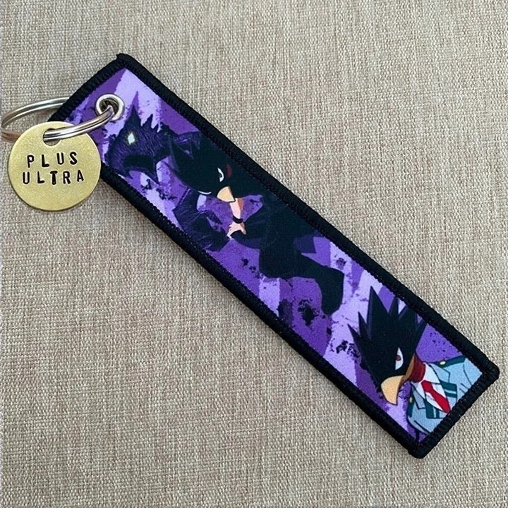 NEW My Hero Academia Fumikage Tokoyami Dark Shadow Fabric Keychain + Brass Coin