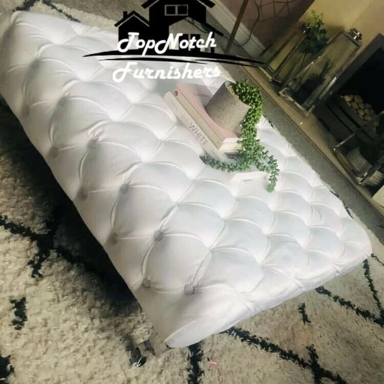 Chesterfield Footstool /Coffee Table In Plush/ crushed Velvet Fabric. - Image 3 of 4