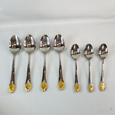 Yamazaki 7 Spoons Monique Gold Stainless Golden Cragg Japan Silverware