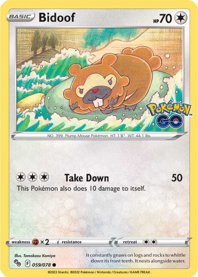 1x Bidoof 059/078 Pokemon Go Pokemon TCG Card NM | eBay