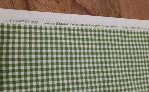 Waverly Lauren Hancock Fabric "L.H. Chatter box" Green Gingham 100% Cotton 55"