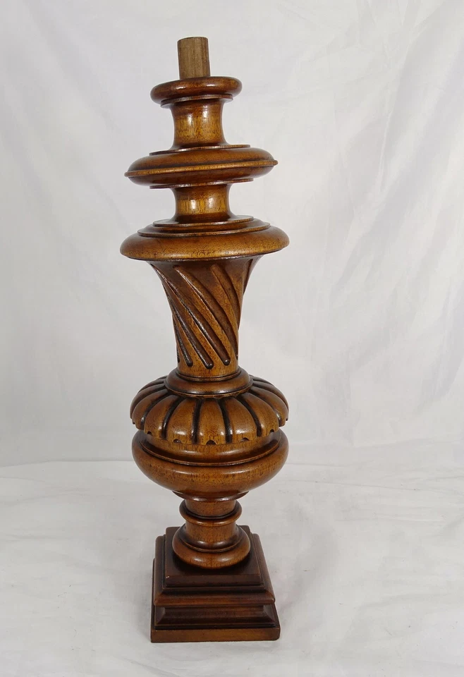 15"French Antique One Carved Wood Trim Posts Pillars Columns Walnut Renaissance - Image 2 of 4