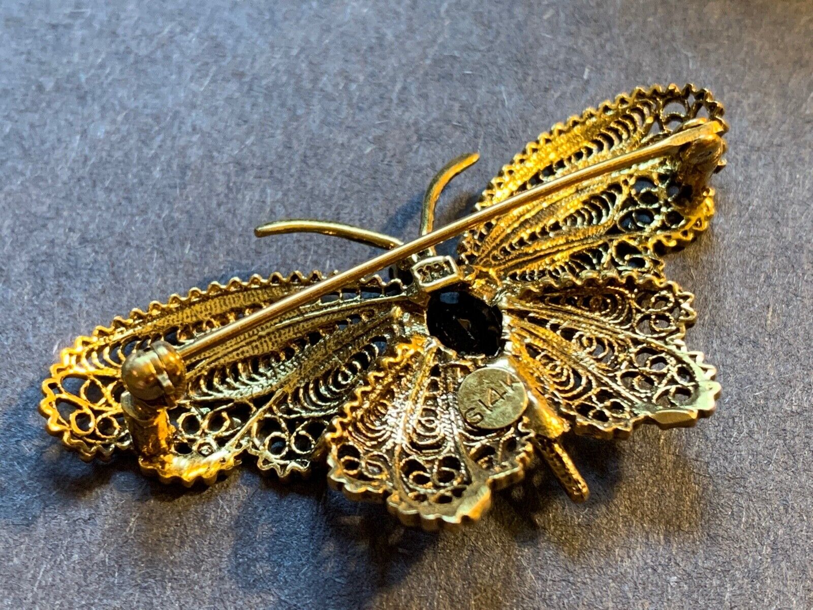 Antique 14k Yellow Gold Ornate Filigree Butterfly… - image 3