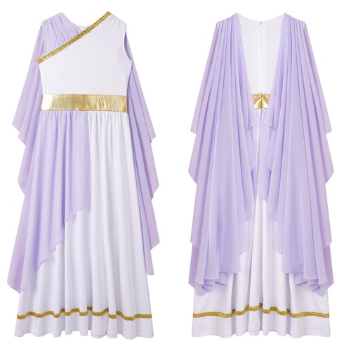 AU Kids Girls Ancient Greek Toga God Costume Roman Princess Cosplay Robe Gown - Picture 9 of 53
