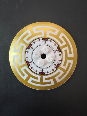 LEGO White Dish 8X8 Inverted Radar with Machinery and Gold Pattern 3961pb04