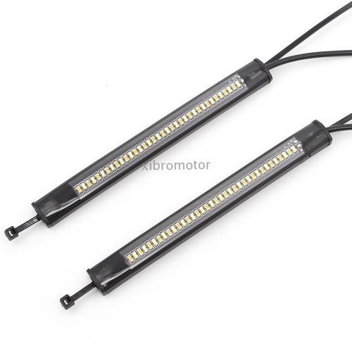 2X Motorcycle Flowing Amber LED Fork Turn Signal Strip Light For Harley Davidson - Foto 9 di 12