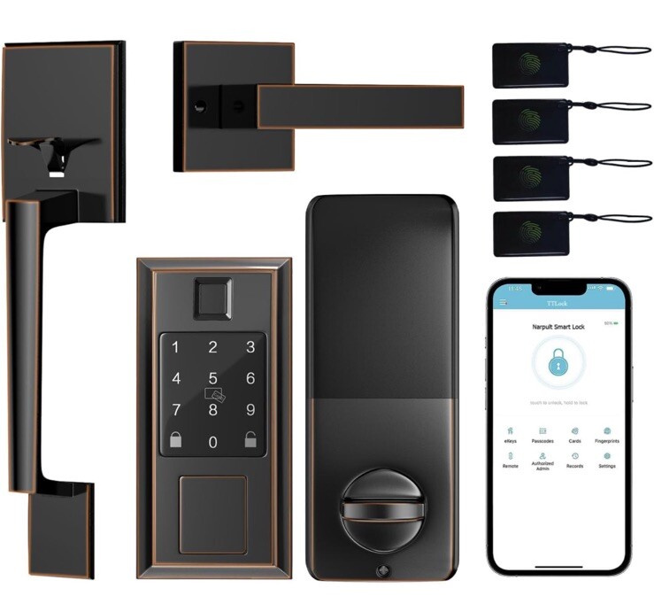 Narpult Smart Lock Front Door Handle Set Keyless Entry Deadbolt Brand New-image