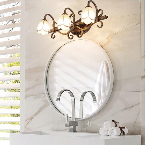 Vanity Light Flower Glass 3-Light LED Wall Mounted Lamp Sconces Vintage Fixture - Picture 5 of 12