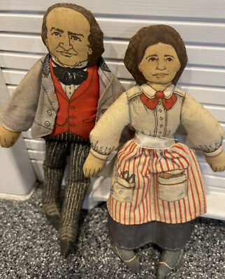 Clara Barton & PT Barnum 1979 Hallmark Cloth Dolls Famous Americans