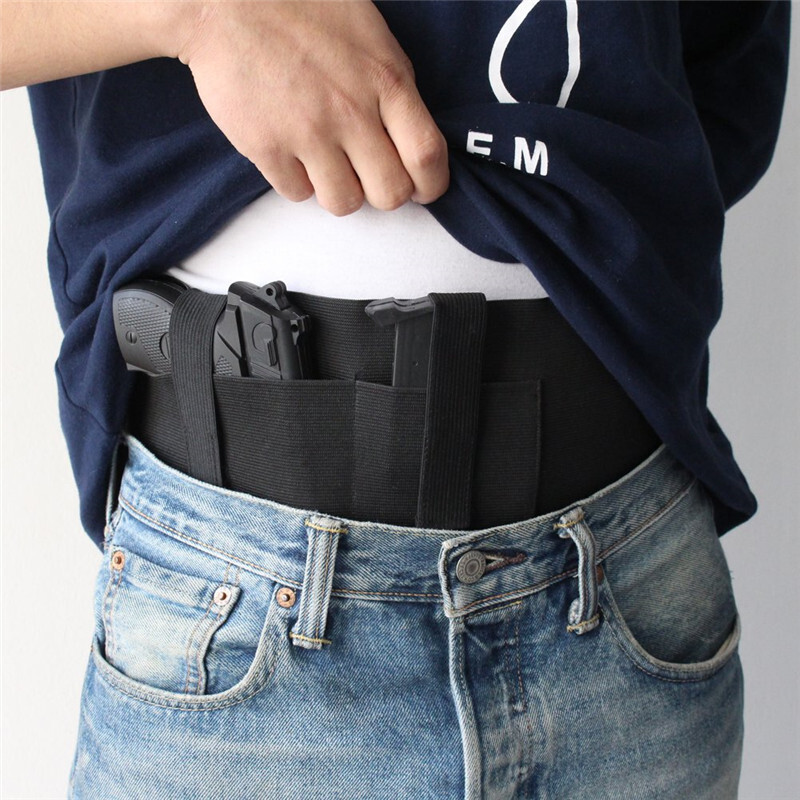 Tactical Belly Band Holster Concealed Hand Gun Carry Pistol Waist